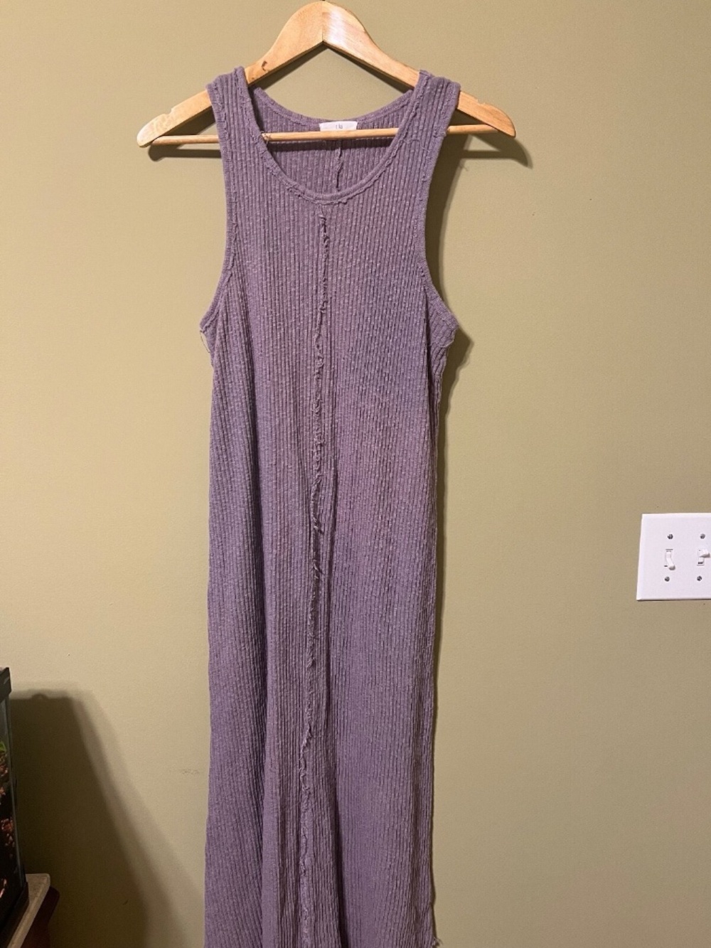 t.la Anthropologie Ribbed Lavender Gray Color Racer Back Maxi Dress Size Small